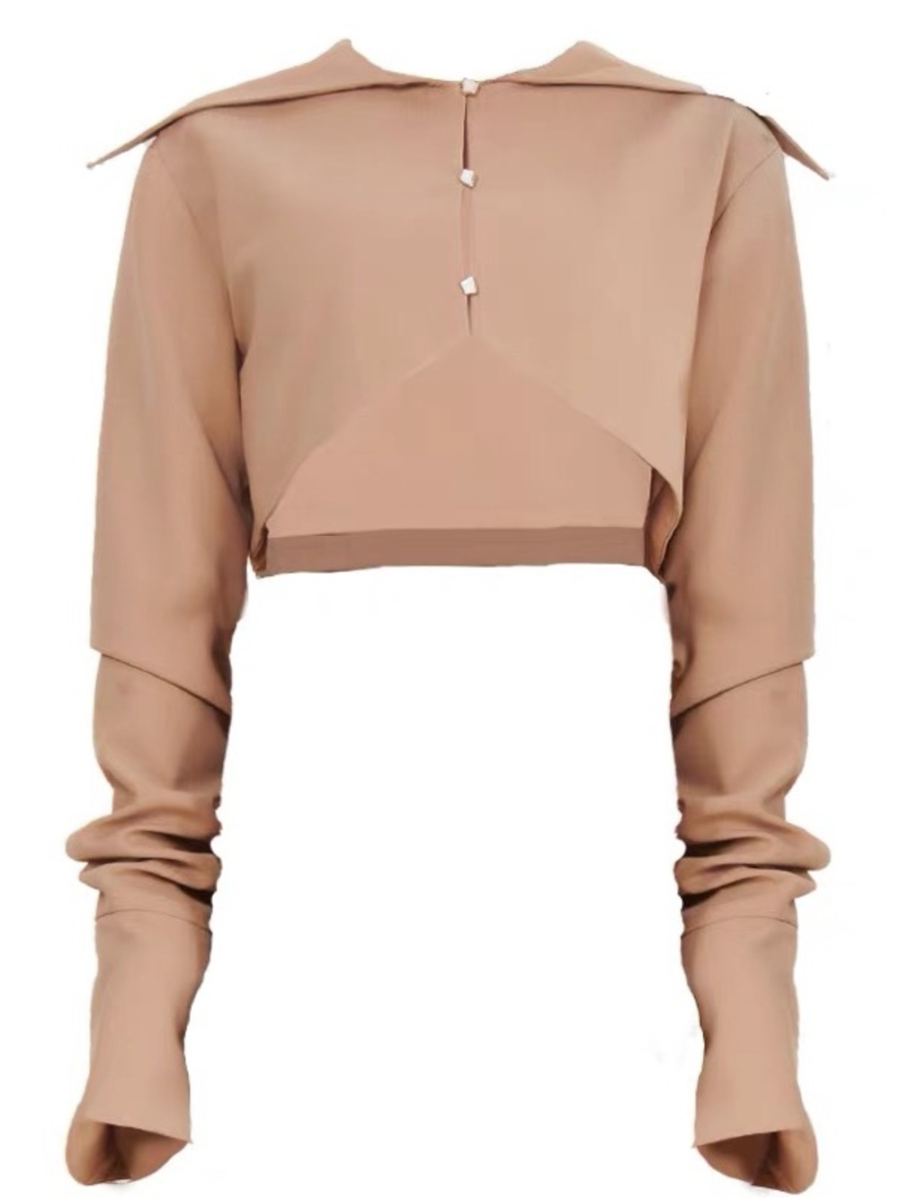 KMSK Cropped Bolero Shrug | Taupe | Long Sleeve | Size S